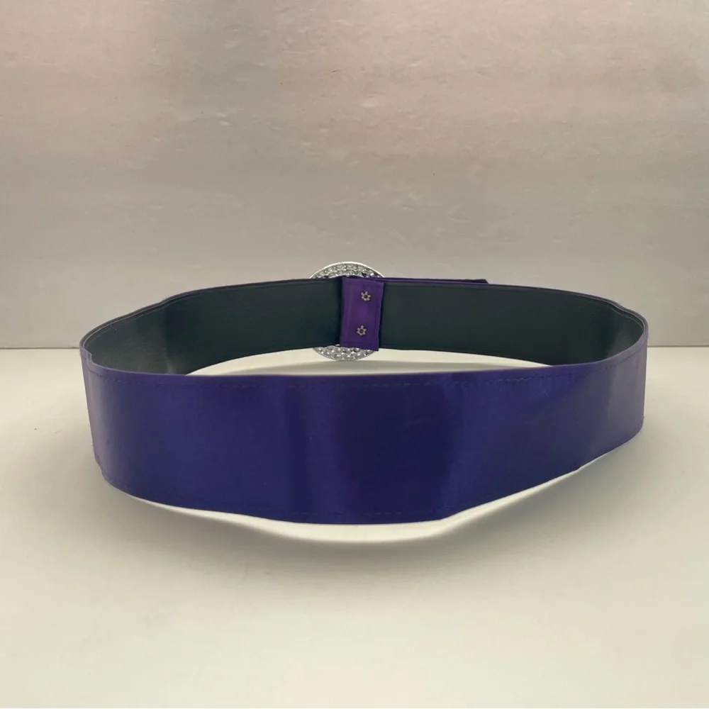 Purple Satin Wide Statement Belt‎